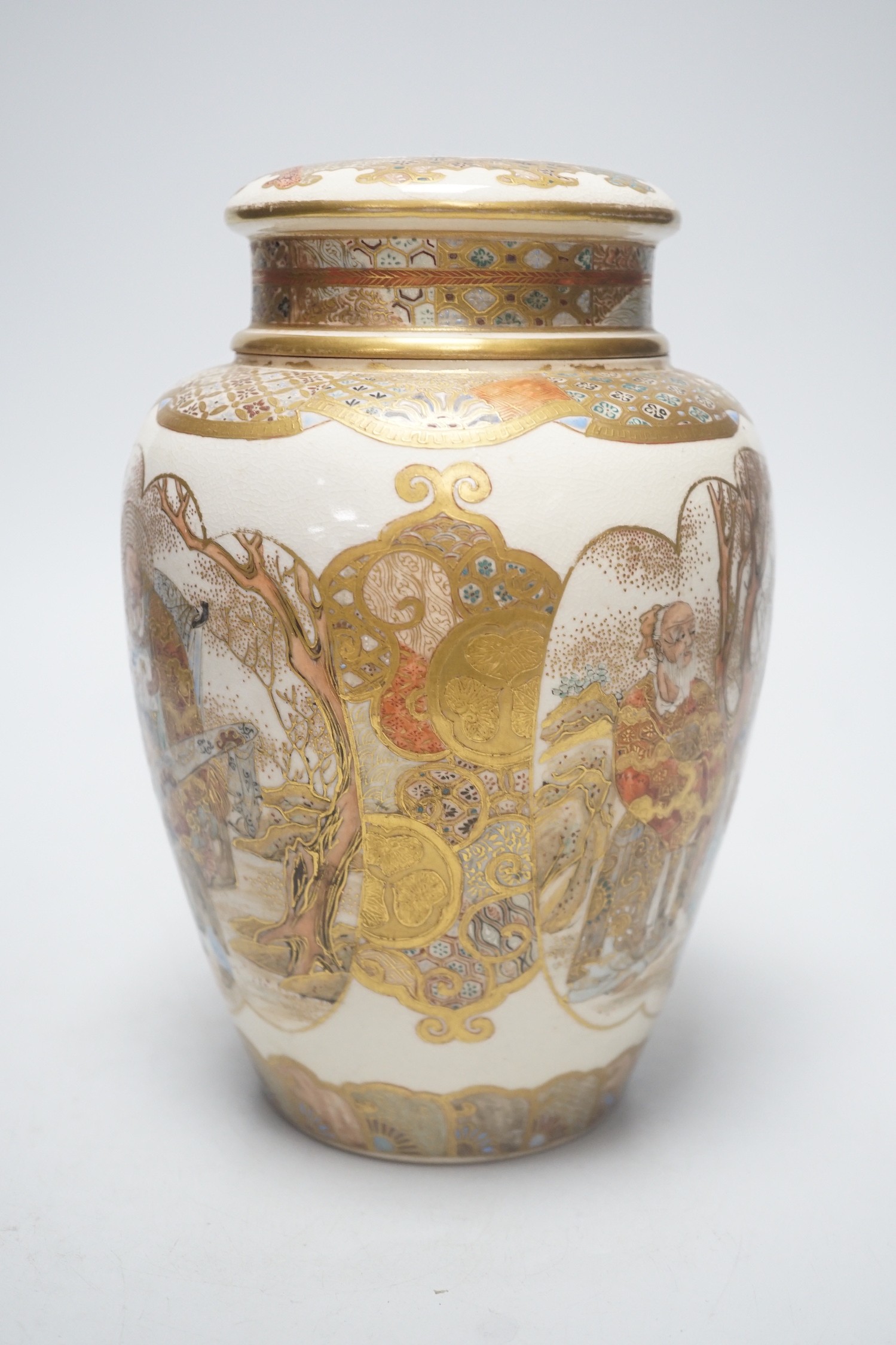 A Japanese Satsuma pot pourri jar and cover, Meiji period, 22cm tall